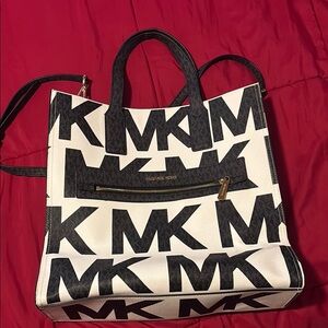 Michael Kors Black and White Monogram Tote